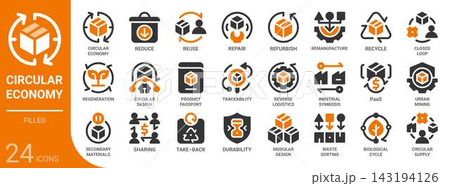 circular economy filled glyph icon set,24 vector icons circular economy filled glyph icon set,24 vector icons 143194126