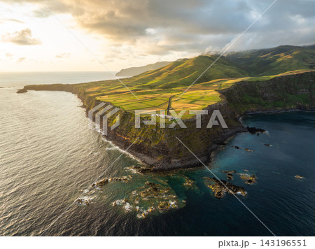 Golden Sunrise at Ponta do Albernaz Lighthouse, Flores Island, Azores Golden Sunrise at Ponta do Albernaz Lighthouse, Flores Island, Azores 143196551