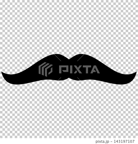 Glyph style icon illustration of a classic smooth mustache silhouette isolated on transparent background. Black solid silhouette design element clip art for male style. Glyph style icon illustration of a classic smooth mustache silhouette isolated on transparent background. Black solid silhouette design element clip art for male style. 143197107