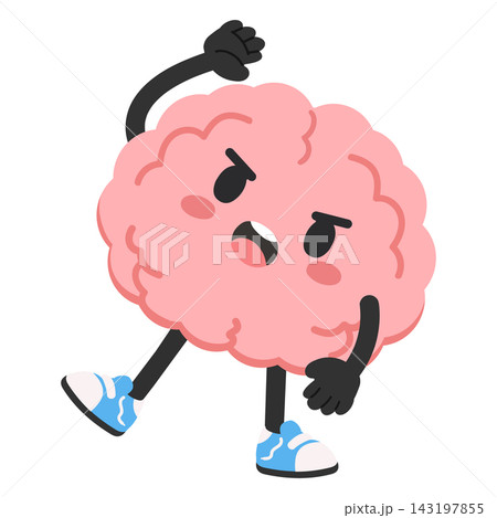Brain health and fitness mascot performing physical exercise routines 143197855