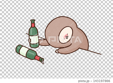 A monkey (alcoholic) is drunk and slumped over a table after drinking too much wine. A monkey (alcoholic) is drunk and slumped over a table after drinking too much wine. 143197866