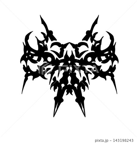Sigil wings emblem, black neotribal abstract occult sign, symmetric thorn spikes center. Neo sigilism magic glyph concept, dark ritual mark art. Sigil wings emblem stamp Sigil wings emblem, black neotribal abstract occult sign, symmetric thorn spikes center. Neo sigilism magic glyph concept, dark ritual mark art. Sigil wings emblem stamp 143198243