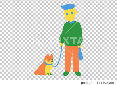 A man walking a dog A man walking a dog 143198566