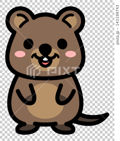 Cute full-body illustration of a quokka; a smiling, mascot-style animal character. Cute full-body illustration of a quokka; a smiling, mascot-style animal character. 143199743