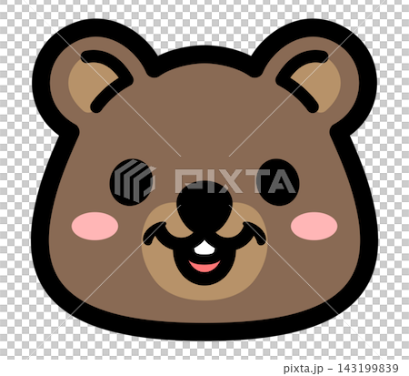 可愛的短尾矮袋鼠臉部圖標，微笑的動物角色素材 143199839