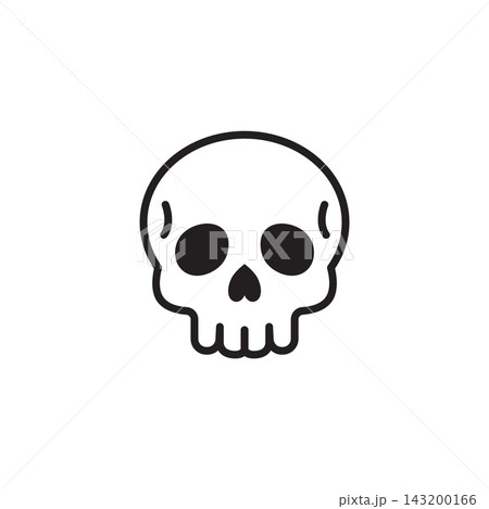 Minimalist human skull outline icon for Halloween, horror, and Gothic design. 143200166