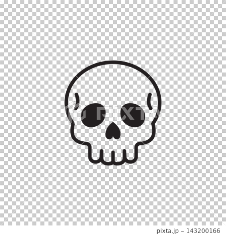 Minimalist human skull outline icon for Halloween, horror, and Gothic design. 143200166