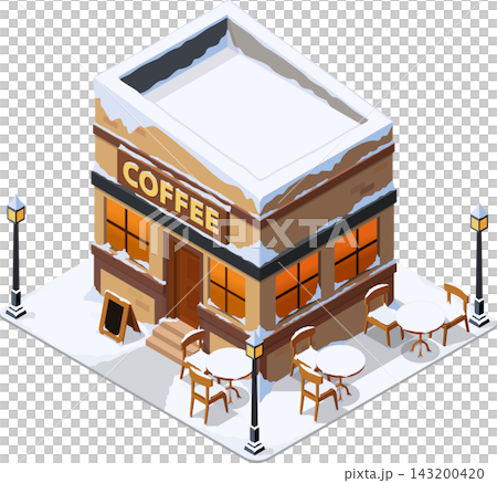 Small coffee shop covered in snow Small coffee shop covered in snow 143200420