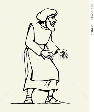 Vector drawing. Man looking with fear Vector drawing. Man looking with fear 143200459