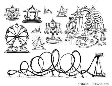Spinning carousel. Entertainment vector drawing Spinning carousel. Entertainment vector drawing 143200460