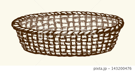 Vector drawing. Empty willow wicker basket Vector drawing. Empty willow wicker basket 143200476