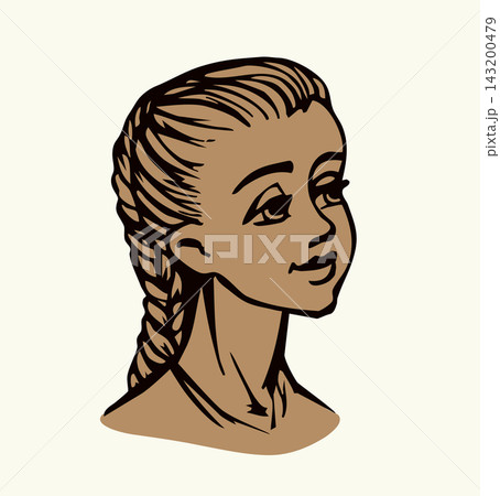 Vector drawing. Cute small girl Vector drawing. Cute small girl 143200479