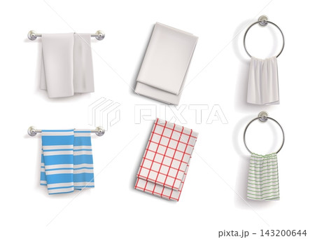3d Tablecloth. 3d table top view of white fabric cloth. Napkin kitchen handkerchief pattern with realistic elements. Checkered striped linen cotton hanging clothing. Vector png illustration 3d Tablecloth. 3d table top view of white fabric cloth. Napkin kitchen handkerchief pattern with realistic elements. Checkered striped linen cotton hanging clothing. Vector png illustration 143200644