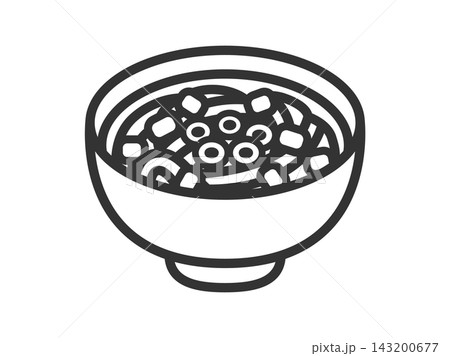 カレーうどんのアイコン（線画）のイラスト 143200677