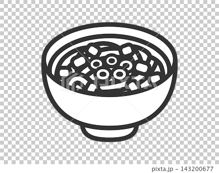 カレーうどんのアイコン（線画）のイラスト 143200677