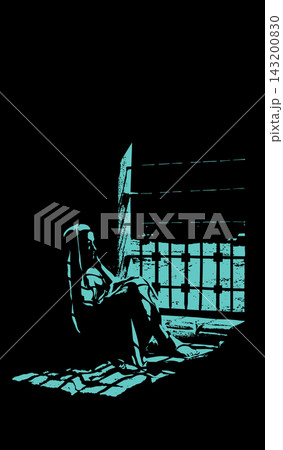 Vector drawing. Woman in prison 143200830