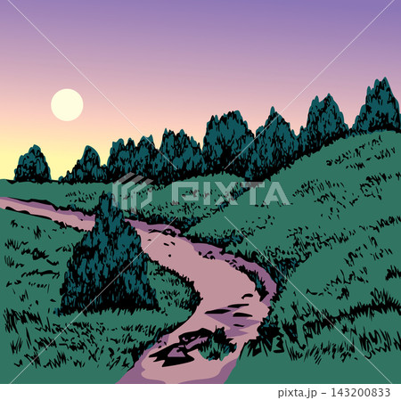 Vector drawing. Road in the field Vector drawing. Road in the field 143200833