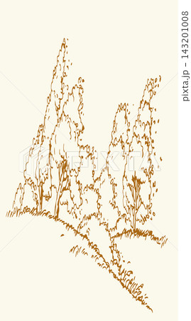 Vector drawing. Strong wind in the forest 143201008