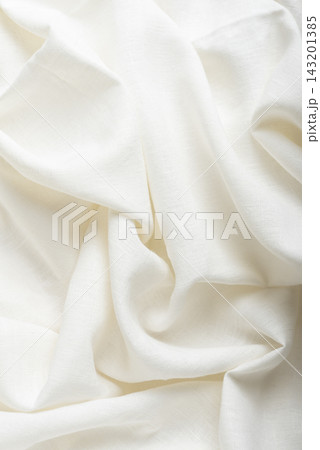 Draped Off White Linen Fabric Background Draped Off White Linen Fabric Background 143201385