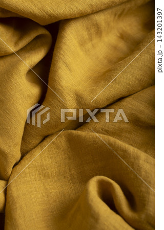 Mustard Yellow Linen Fabric Texture Background Mustard Yellow Linen Fabric Texture Background 143201397