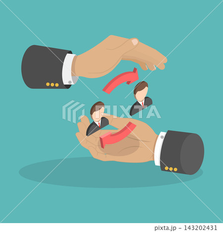 3D Isometric Flat Vector Illustration of Employee Turnover, Job Rotation For Employee Retention In Company 143202431