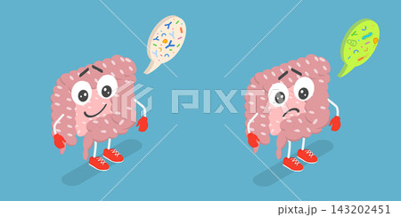 3D Isometric Flat Vector Illustration of Digestive System Character , The Microorganisms Living In Your Gut 3D Isometric Flat Vector Illustration of Digestive System Character , The Microorganisms Living In Your Gut 143202451
