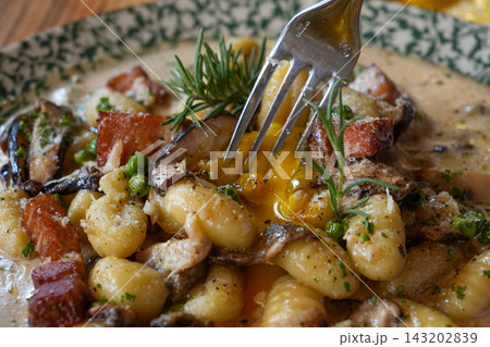 Italian Porcini Mushroom Gnocchi Pasta Italian Porcini Mushroom Gnocchi Pasta 143202839