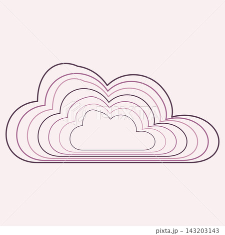 Concentric outline cloud design, repeating purple lines for modern graphic and logo concepts 143203143