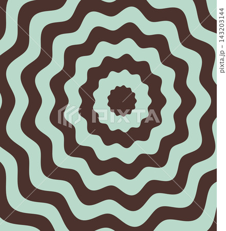 Concentric wavy geometric circles in brown and light blue form a radial abstract pattern Concentric wavy geometric circles in brown and light blue form a radial abstract pattern 143203144
