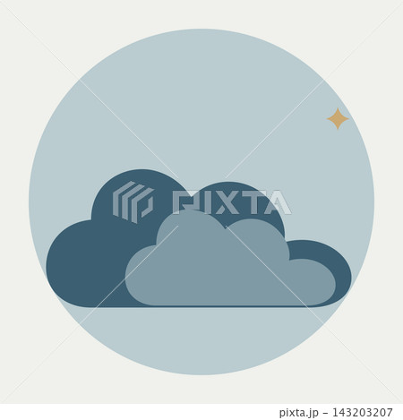 Minimalist cloud with subtle star, blue sky icon for weather apps and celestial themes Minimalist cloud with subtle star, blue sky icon for weather apps and celestial themes 143203207