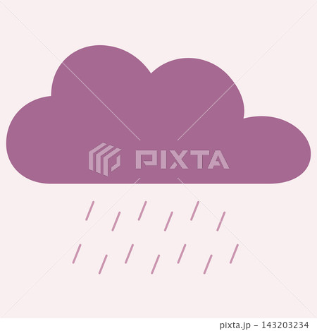 Rainy weather forecast design with purple cloud and falling raindrops 143203234