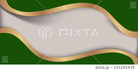 Green gold luxury background with elegant wavy border 143205439