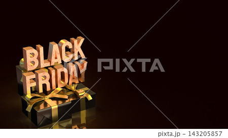 Black Friday Shopping Event with Golden Gift Boxes 3d render. Black Friday Shopping Event with Golden Gift Boxes 3d render. 143205857