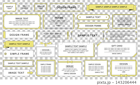 Simple frame set, ribbon design, illustration, vector, border, embellishment, parts, clean and neat. 143206444