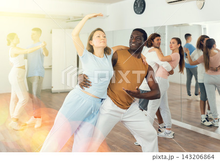 Adult female and adult male dancing pair dance Adult female and adult male dancing pair dance 143206864