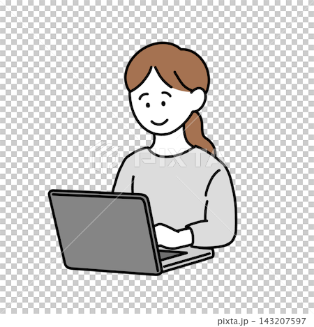 Woman working on a computer (transparent background) Woman working on a computer (transparent background) 143207597