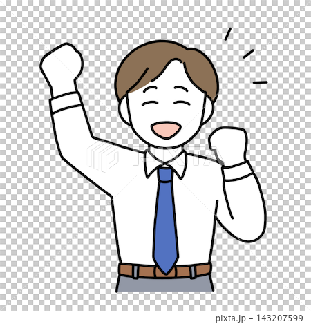 A male office worker making a victory pose (transparent background) A male office worker making a victory pose (transparent background) 143207599