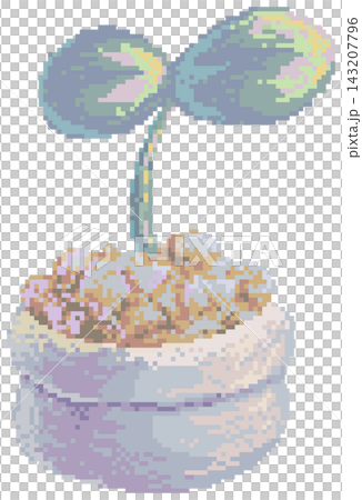 Tree sapling in bag in pixel art Tree sapling in bag in pixel art 143207796