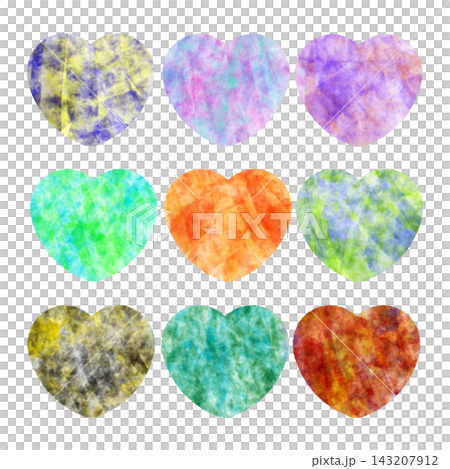 宝石風ハートマークのイラストセット 宝石風ハートマークのイラストセット 143207912