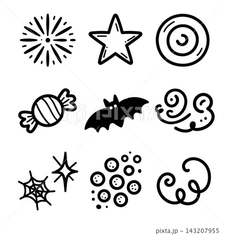 Halloween icon set outline coloring lineart layered isolated separated happy Halloween icon set outline coloring lineart layered isolated separated happy 143207955