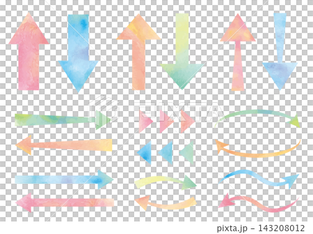 A set of lots of cute arrows with watercolor textures A set of lots of cute arrows with watercolor textures 143208012