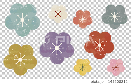 A set of colorful Japanese-style flowers 143208212