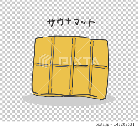 サ活に使うサウナマットの手描きイラスト サ活に使うサウナマットの手描きイラスト 143208531