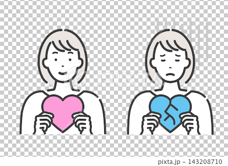 A young woman holding a heart: Love and heartbreak A young woman holding a heart: Love and heartbreak 143208710