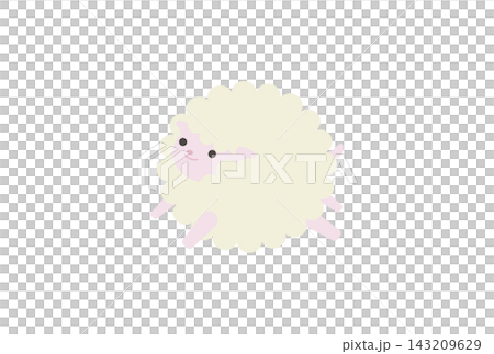 A cute, fluffy, bouncing sheep with a pink face and round silhouette. A cute, fluffy, bouncing sheep with a pink face and round silhouette. 143209629