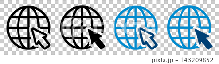 Internet Icon: Simple Design Material of a Globe and Cursor for Web Access Internet Icon: Simple Design Material of a Globe and Cursor for Web Access 143209852