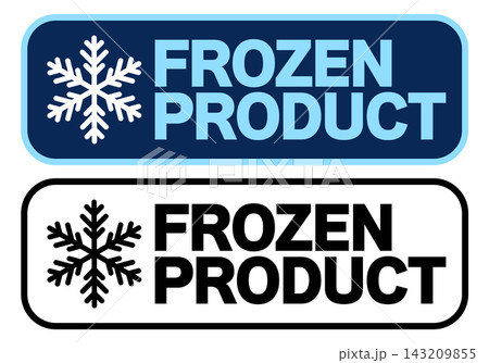 冷凍食品ラベル FROZEN PRODUCT カラーとモノクロの横長デザイン素材 冷凍食品ラベル FROZEN PRODUCT カラーとモノクロの横長デザイン素材 143209855