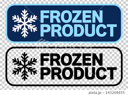冷凍食品ラベル FROZEN PRODUCT カラーとモノクロの横長デザイン素材 冷凍食品ラベル FROZEN PRODUCT カラーとモノクロの横長デザイン素材 143209855