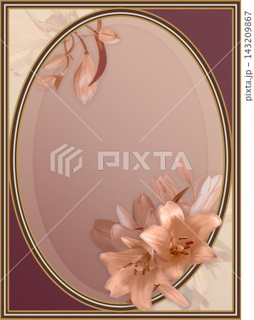 アンティークカラーの花と背景素材 143209867