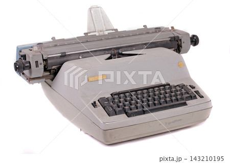Old antique mechanical vintage typewriter on white with clipping puth Old antique mechanical vintage typewriter on white with clipping puth 143210195